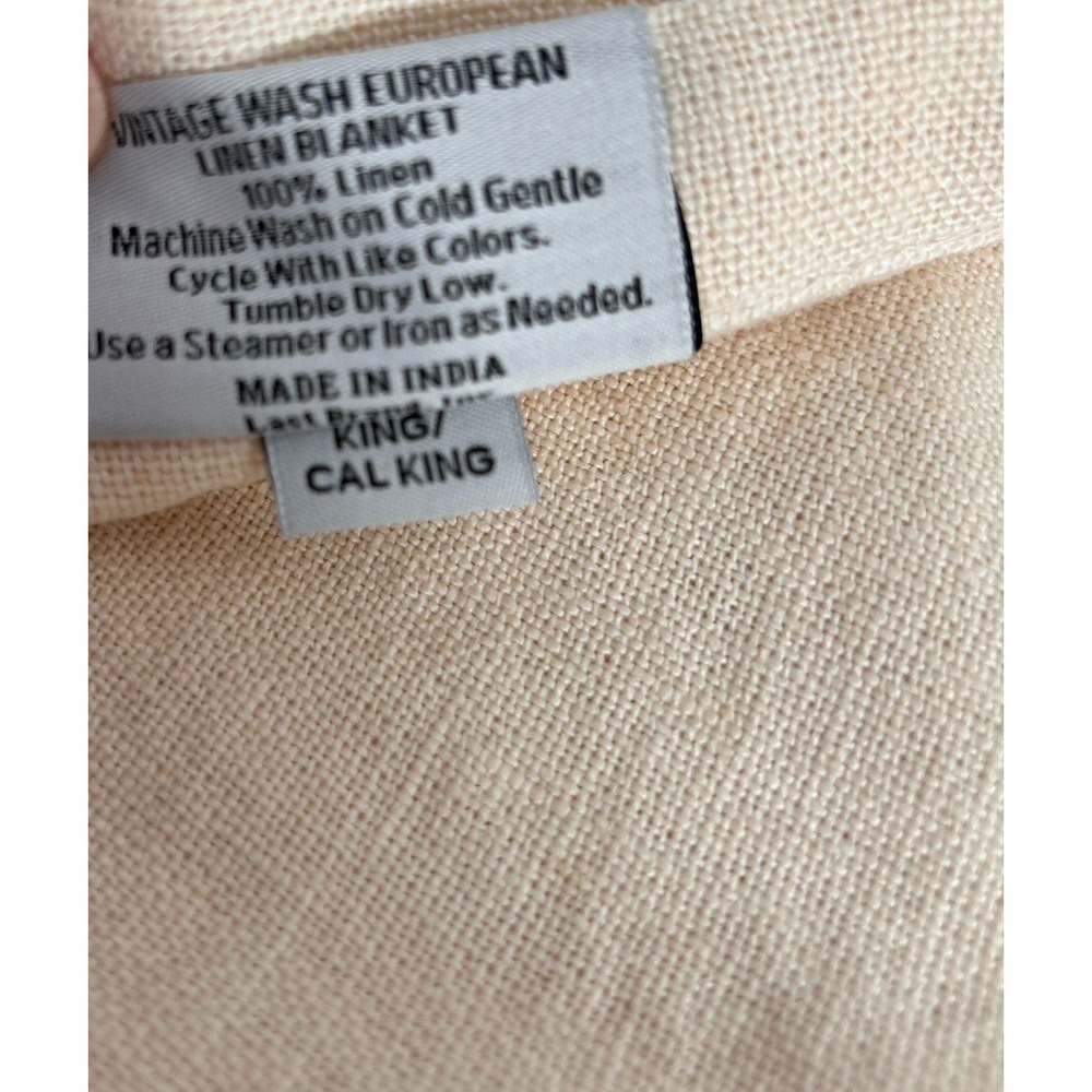 QUINCE VINTAGE WASH EUROPEAN LINEN BED COVER King Cal King BLANKET Oat NWOT - Picture 5 of 5